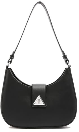 Travistar Handtasche Damen Klein Elegant Schultertasche Damen PU Leder Hobo Bag Y2k Tasche Satteltasche Aesthetic Abendtasche Clutch mit Reißverschluss Coole Schwarz Umhängetasche für Teenager Mädchen