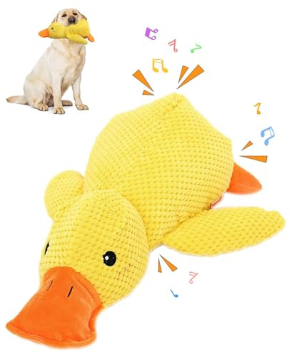 Hshenjhu Anti-stress anka hundleksak, oförstörbar hundleksak, pipleksak hundgosedjur för hundar, hundleksak pipande, hundleksaker för raser, små, medelstora, stora hundar