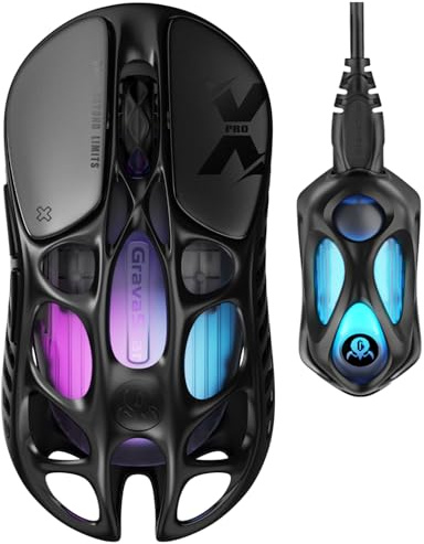 GravaStar Mercury X Pro Mouse Gaming Wireless 8K Ultraleggero 49g | Mouse Gaming con sensore PAW3950, 32.000 DPI e connessione Bluetooth, 2,4 GHz e USB per un controllo preciso