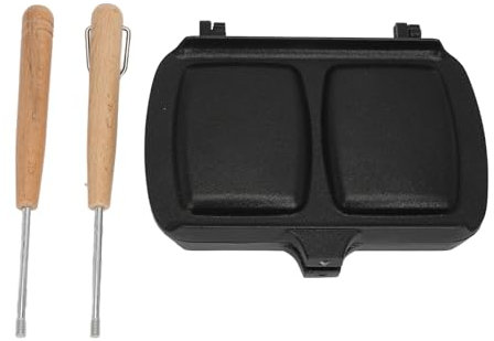 FLEXMAN Hot Dog Toaster, Multi Functional Double Sided Sandwich Baking Pan, Portable Hot Sandwich Maker with Detachable Handle for Make Breakfast Hot Sandwich, Eggs, Toast