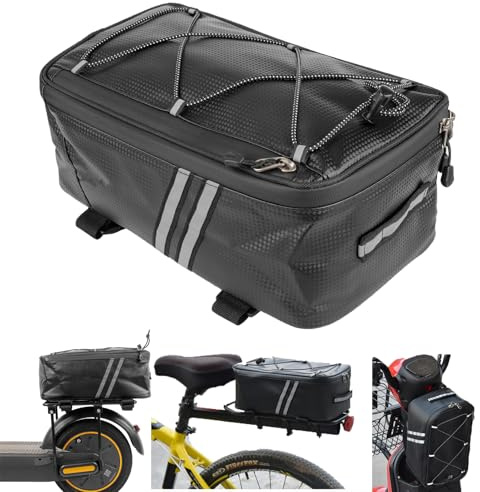 CERFFOOL 8L Luggage Carrier Bag for Bicycles, Electric Bikes, Motorcycles, Scooters, Waterproof Rear Storage Bag with Rain Cover
