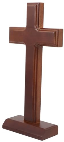 TOPBATHY 30cm Wooden Cross Craft Catholic Prayer Cards Religious Cross for Home Decor
