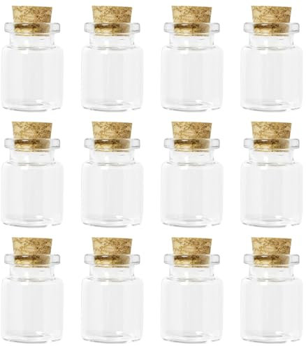 12 Stück Reagenzglas mit Korken, Glas Reagenzglas Mit Korkstopfen Klare Flache Mini Glasflaschen Gläser für DIY Craft Candy Liquids Spices Blumen Hochzeit Party Zubehör Dekorationen Geschenke