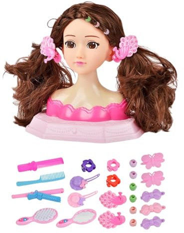Make-up- und Haarstyling-Puppenkopfspielzeug, Kinderpuppenkopf für Haarstyling - Make-up-Puppenkopf-Set für Mädchen | Mehrzweck-Make-up-Puppen-Set für Weihnachten, Kindertag, Erntedankfest, Geburtstag