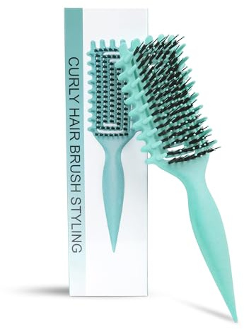 Curly Hair Brush Defining, Vented Curl Defining Brush for Effortlessly Detangling Shaping and Styling Women's Men's Curls on All Wet or Dry Hair Types, Reduces Frizz (Green)