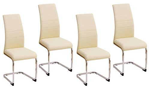 HTI living Esszimmerstuhl SallyC Kunstleder 4er-Set Beige Schwingstuhl Freischwinger