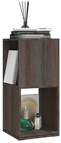 HEFZGDB Drehregal Grau und Sonoma-Eiche 34,5x34,5x75,5 cm Holzwerkstoff Regal Wohnzimmer Stehend Bücherregal Klein Aktenschrank Mehrzweckschrank für Bibliothek Schlafzimmer Arbeitszimmer Büro