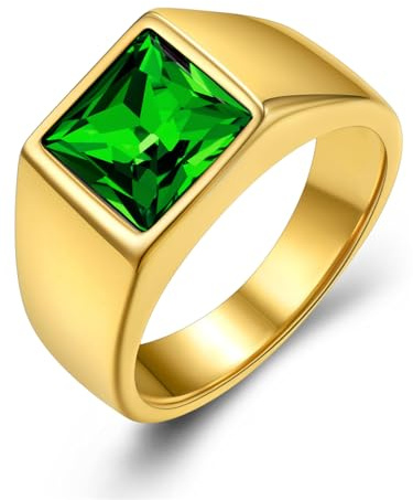 GoldChic Schwarzer/Blauer Stein Ring Herren Damen Siegelring mit Gravur Geburtsstein Edelstahlring Bandring Solitärring Schmuck Größe 54mm bis 72mm wählbar