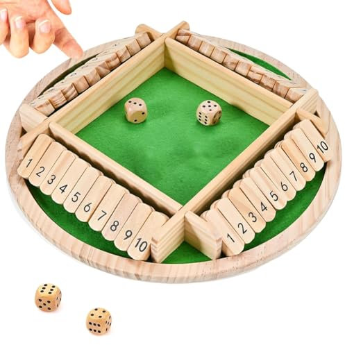 GVMJHYK Schließen The Box Spiel,Brettspiele aus Holz, 4 Spieler Würfelspiel Mathematik Lernspielzeug Kinder Brettspiel Familie ab 3 4 5 6 + Jahre, Reisespiele Erwachsene Traditionelle Kneipenspiele