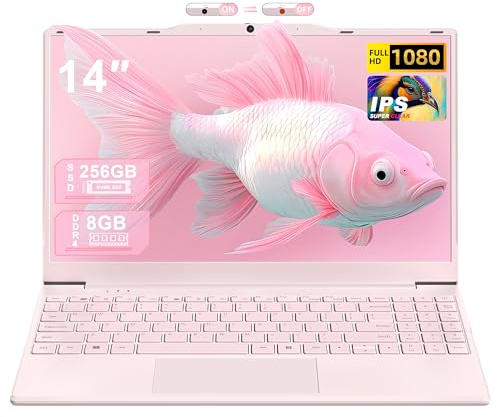 Fsjun 14 Full Size Numeric Keypad Laptop,Celeron N5095(Up to 2.9), 8G RAM(Up to 32GB Expansion), 512G NVMe SSD,1920P IPS FHD,180° Hinge/WiFi/BT,PC,Notebook,PC (Rotgold, 8+256G)