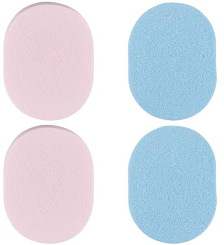 GORGECRAFT 4 éponge Nettoyante pour Le Visage Réutilisable Ovale Bleue et Rose pour Le Démaquillage Le Nettoyage Quotidien et L'Exfoliation Douce.