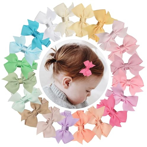 Hair Clips for Girls - 20PCS Fully Lined Hair Bows Alligator Clips for Toddlers, Kids, Infants