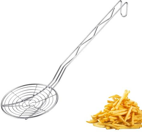Westmark Frying Spoon Pro – Schiumarola in acciaio inossidabile – Mestolo per patatine fritte & Co – Per friggere, sbollentare e raccogliere – Argento, Ø 12,8 cm
