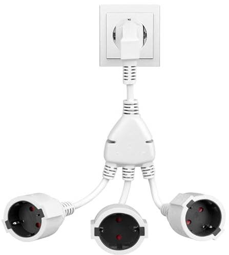 Doppelstecker für Steckdose,Aweohtle 3 Fach Steckdosenadapter,3 Schuko Mehrfachsteckdose,Dreifachsteckdose Schutzkontakt Verlängerungskabel,250V/16A, VDE/GS geprüft,IP44 Wasserdicht,für Zuhause Büro
