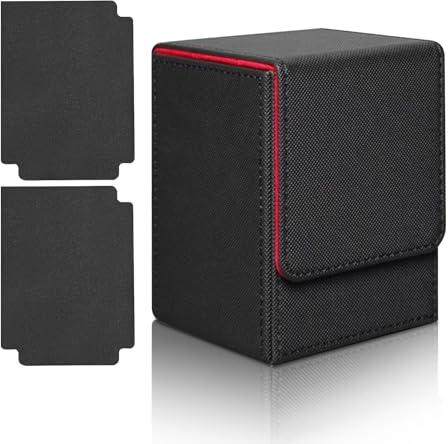 Bosmsaslad Sammelkarten-Aufbewahrungsboxen, Spielkarten Box, Deckbox, Kartenbox, Magnetische Karten Deck-Box mit 2 kompatiblen Kartenteilern Kompatibel mit Trading Card Games TCG (Vertikal-Schwarz)
