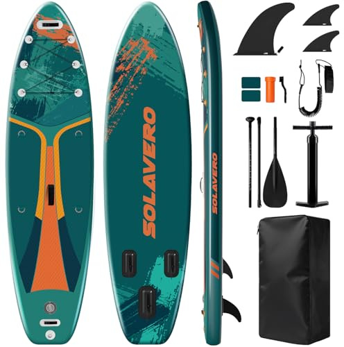 SOLAVERO SUP Board for Adults, Multifunktional Stand up Paddling Board mit Allem Zubehör, 353/335/304cm Stand up Paddle Board mit Verstellbares Paddel, Reiserucksack, Anfänger, Fortgeschrittene