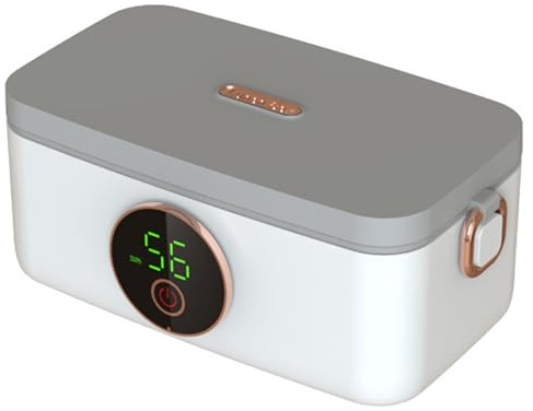 Lonchera eléctrica inalámbrica – Calentador de alimentos recargable de 1 litro, lonchera de acero inoxidable autocalentable para el trabajo, oficina, camping, viajes