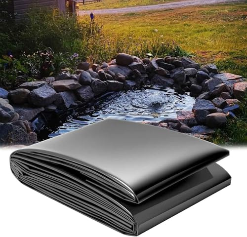 High-Density HDPE Pond Liner for Outdoor Koi Ponds Streams Fountains & Waterfalls - Easy-Cut Prefabricated Garden Pond Film (3x)