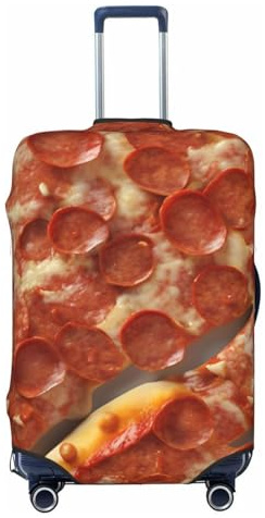 ADAhgu Housse de valise personnalisée avec impression 3D Pizza Pepperoni pour voyage et affaires, Noir , S