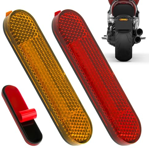 AYHYHLJZJ 2 Pièces Catadioptre Moto, 96 x 24 mm Catadioptre Rouge Jaune Ovale pour Vélo Scooter Moto Arrière Multifonctionnel, reflecteur Velo