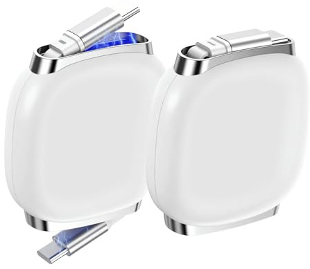 240W USB C to USB C Fast Charger Cable, Adjustable USB Type C Cable, Retractable USB C Charging Cable Compatible with iPhone 17 16 15 Pro Max Plus Galaxy S25 S24 MacBook iPad Air Pro(2 Pack, White)
