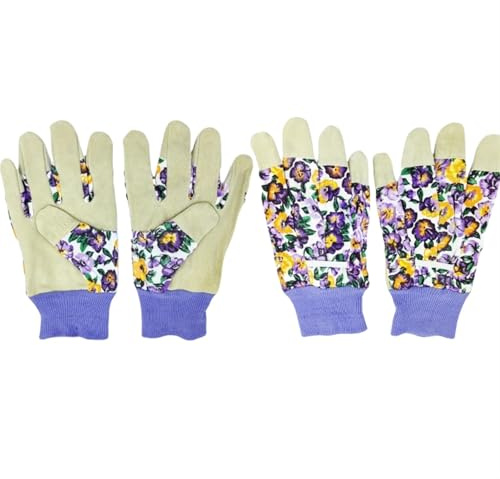ZGCrumphant Guantes de cuero for jardinería a prueba espinas for damas trabajo livianos Cuero elástico con agarre resistente Guantes De JardineríA(Glove 1Pair)