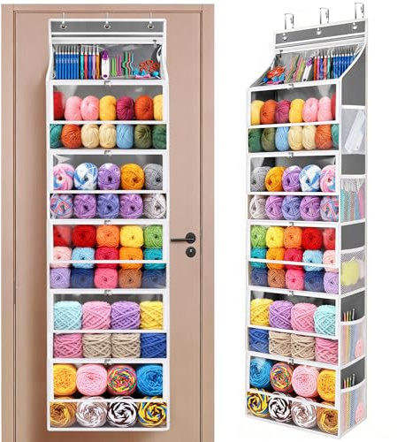 Hanging Yarn Storage Organizer with 5 Zipper Closure Compartments