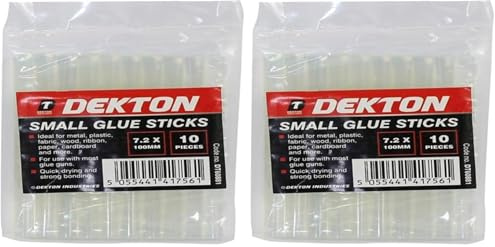 Dekton 10PC 7.2mm x 100mm Glue Sticks | Strong Bonding for Metal, Plastic, Fabric, Wood, Ribbon, Paper, and Cardboard | Quick Drying | Compatible with Most Glue Guns | Ideal for Crafting & Repairs