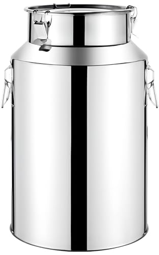 Contenitori per Il Latte in Acciaio Inox 5l/6l/7l/8l/9l/14l – Contenitori in Acciaio Inox per Uso Alimentare con Coperchi Ermetici(5L)