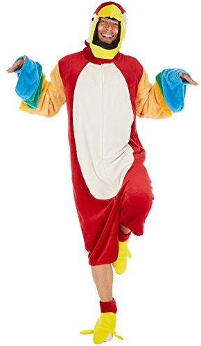 dressforfun Kostüm Papagei für Sie und Ihn | Aus kuscheligem Plüschstoff | Vorne hat es einen praktischem Reißverschluss | inkl. Stulpen mit Klettverschluss (M | Nr. 300875)