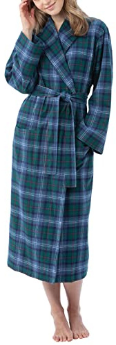 PajamaGram Women's Flannel Robes Bathrobe, Heritage Plaid, XL