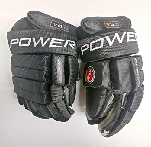PowerTek V5.0 Tek Senior Ice Hockey Gloves, Flexible Full Motion Cuff (Black, 13)
