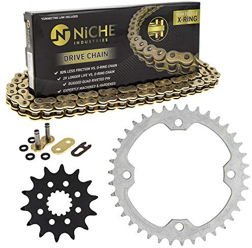 NICHE Drive Sprocket Chain Combo for Yamaha YFZ450 YFZ450SE Front 14 Rear 38 Tooth 520V-X X-Ring 98 Links