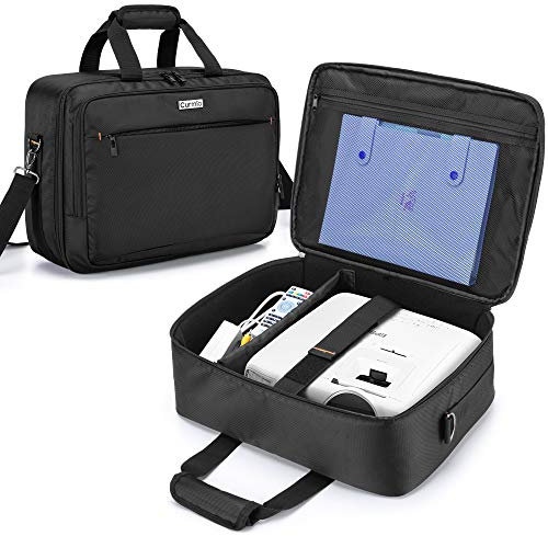 CURMIO Beamertasche für Beamer, Projektor Reisetasche mit Separatem Fach für Laptop, Beamer Tasche für die Meisten Projektoren und Zubehör, 40 x 30 x 13 cm, Schwarz