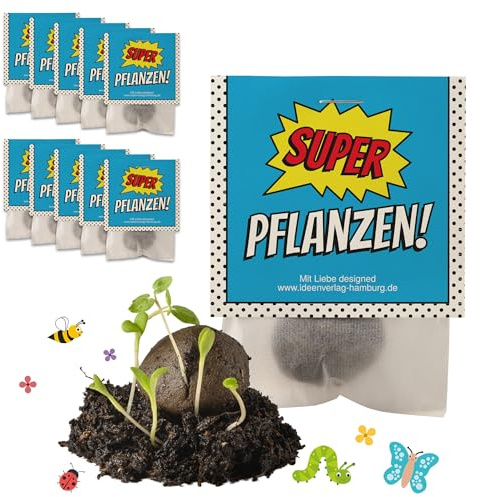 10x Superhelden Samenbomben als Superhelden Mitgebsel Kindergeburtstag Jungen 4 bis 10 Jahre - Blumensamen Mitbringsel Kindergeburtstag Gastgeschenke & kleine Geschenke für Kinder | Made in Germany