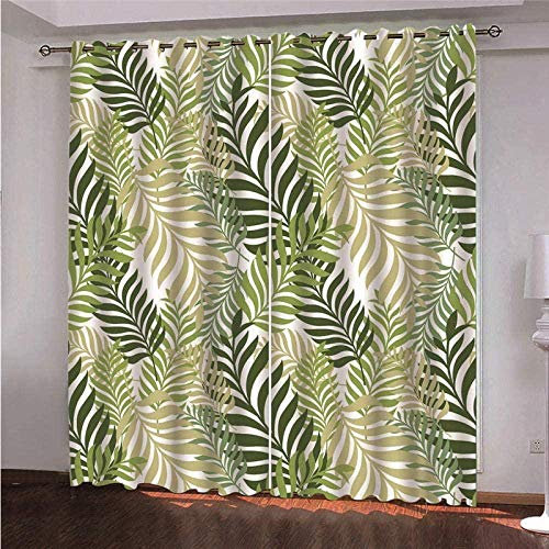 Gardinen mit ösen Pflanze 2er-Set VerdunkelungsVorhang, 3D Printing Shading Vorhänge für Schlafzimmer，100% Polyester Mikrofaser, Gesamtgröße: 280x245CM