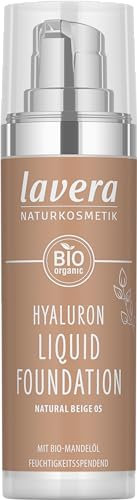 lavera Hyaluron Liquid Foundation - Natural Beige 05 - Naturkosmetik - Vegan - Seidige, leichte Textur - Frei von Mineralöl - Natürliche Hyaluronsäure & Bio-Mandelöl - 30ml