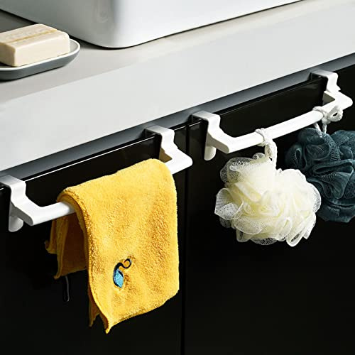 Morobor Lot de 2 porte-serviettes à suspendre sur porte d'armoire, porte-serviettes pour placard, tiroir, armoire (ABS, blanc)
