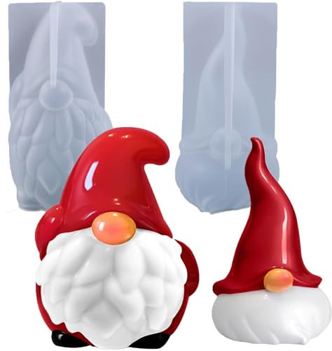 Silikonform Kerze Weihnachtsmann, Kerzenformen Silikon Weihnachten Zwerg DIY Silikon Kerzen Gießform Silikonform Weihnachten Kerzen, Silikonformen Für Kerzen Gießen (2 Stücke)
