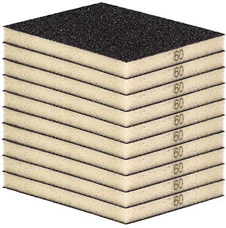 Schleifschwamm Schleifmatte 10 Stück GROB MITTEL Körnung K60 Handschleifer für Holz Lack Metall, Nass- und Trockenschleifen, Schleifklotz, Schleifblock