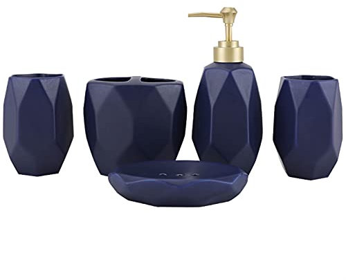 Dosificador Jabon Dispensador de jabón de cocina de 5 piezas azules azules de 5 piezas, for el hogar del hotel, cuarto de baño de cocina Accesorios de baño Dispensadores de Loción y de Jabón