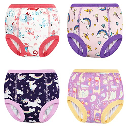 FLYISH DIRECT Potty Training Pants - Organic Cotton, 4 Packs of Reusable Potty Training Underwear for Toddlers, 6 Years, Purple