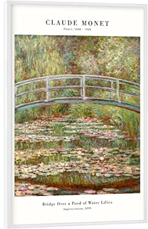 artboxONE Poster mit weißem Rahmen 45x30 cm Natur Monet - Brücke über den Seerosen - Bild Monet brücke gemälde