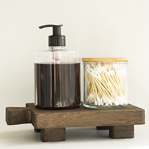 Aoipend Supporto per sapone con piedistallo in legno, vassoio in legno per lavello, per cucina, bagno, bancone, porta piante, bottiglie, torte, vanità, gioielli, candele