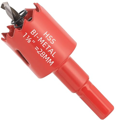 GARHWAL Bi-Metall-Lochsäge 28mm, Bohrkrone, Lochbohrer, mit Dreiecksschaft Adapter und Zentrierbohrer - Präzises und schnelles Schneiden von Holz, Kunststoff, Gipskarton, dünnen Metallplatten und mehr