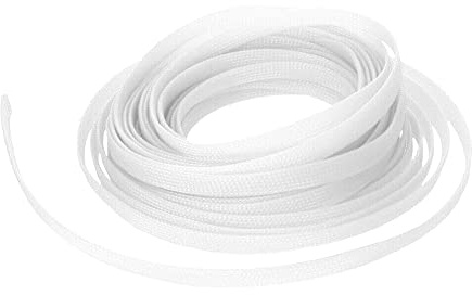 MOCNT PET Expandable Braided Sleeving Wire Braided Sleeve Cable Management Flexible Insulated Sheath Sleeve Loom Tubing Cable Tidy Protection Wrap Cover White 3mm 15Meters