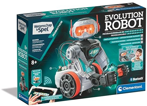 Clementoni - 56183 - Wissenschaft & Spiel - Evolution Roboter - Spielzeugroboter (Französisch, Niederländisch Sprache), Programmierbar, Roboter Interaktiv, Mint, Robotik, Lernspiele 8 Jahre,