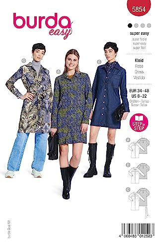 Burda Schnittmuster, 5854, Kleid [Damen, Gr. 34-48], Level 1 super easy