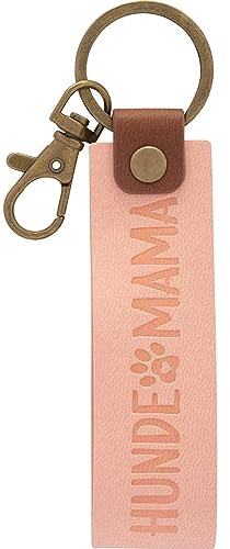 GRUSS & CO Schlüsselanhänger Kunstleder Motiv Hunde | Anhänger aus rosa Kunstleder mit Motiv Hundemama, inkl. Karabiner | 48383