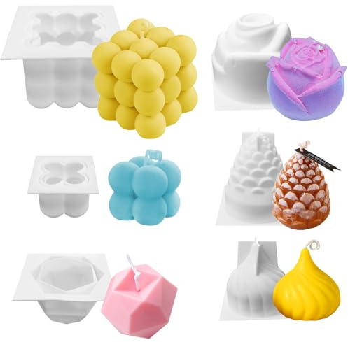 6-cavity bubble candle mould, MaehSab 3D-Kerzenherstellungsform für Kerzen Handgemachte DIY (6 Stück Kerzenform)
